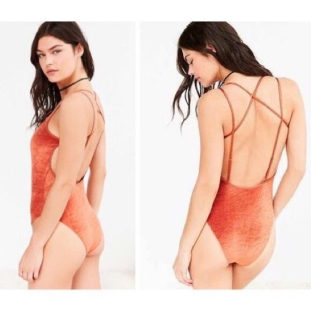 Urban Outfitters Strapped Up Velvet Bodysuit